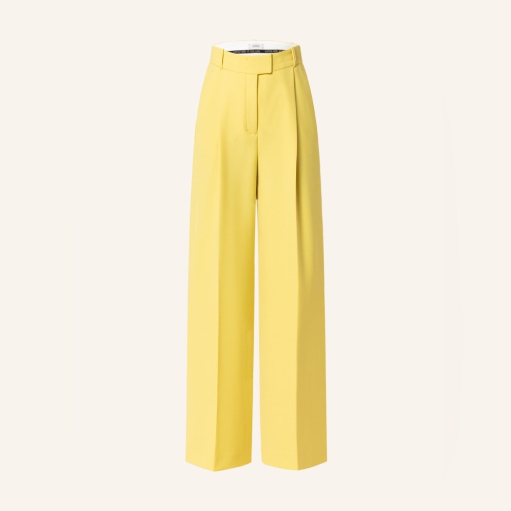 Dorothee Schumacher Yellow Women's Wide-Leg Pants size 3 100% cotton
